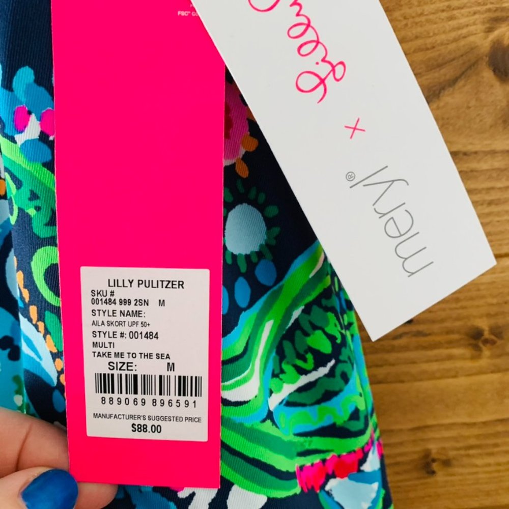 NWT Lilly Pulitzer luxletic aila skort take me out to sea - Picture 3 of 4